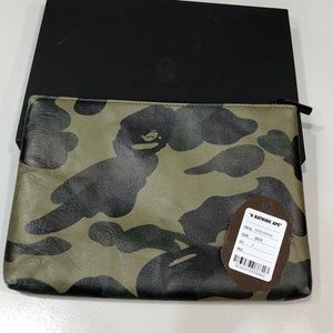 Bape Leather Camo Print clutch pouch bag